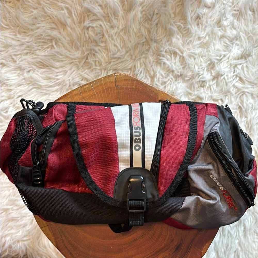 Red and Gray Travel Belt Bag with Sporty Design